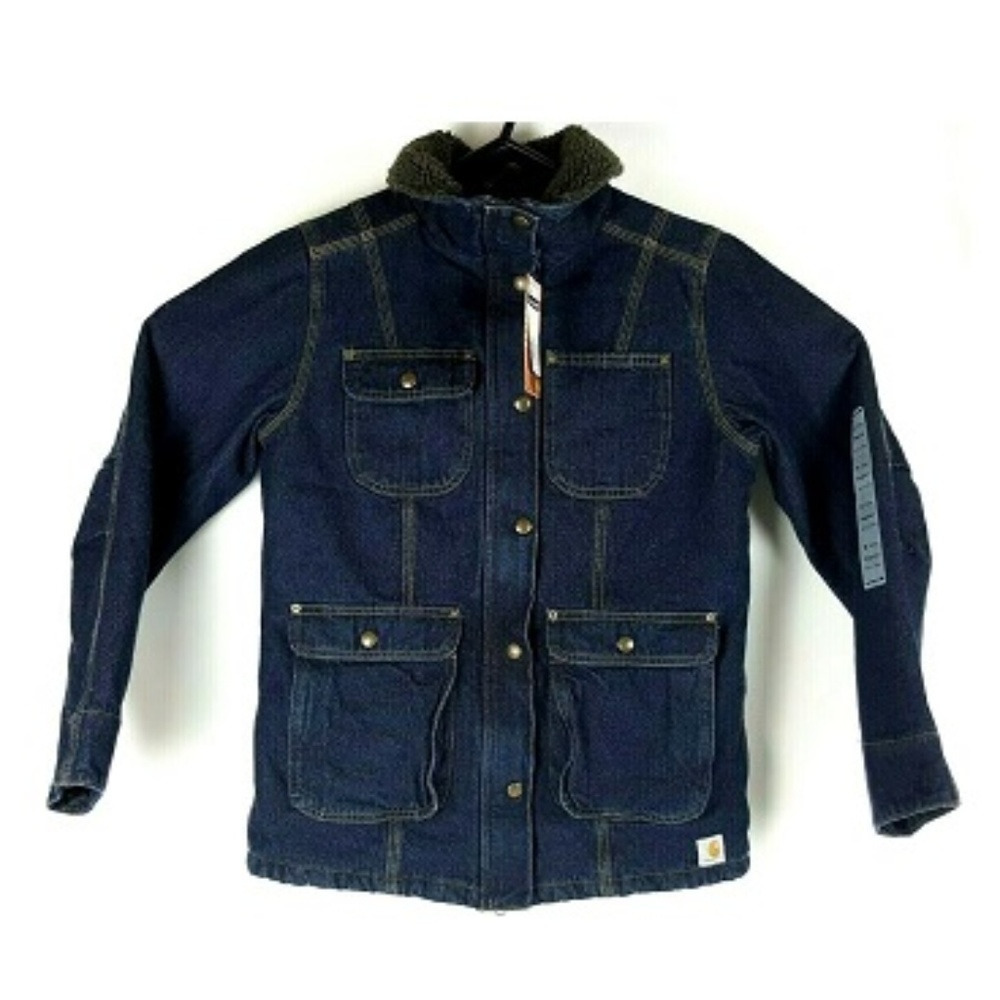 Carhartt Wesley Duck Coat Denim Fleece Liner Small